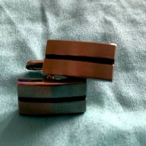 Stainless Steel With Black Stripe Cufflinks (EUC)